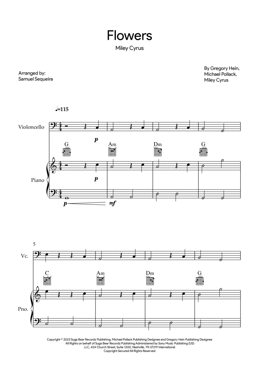 Flowers Flowers Piano scores gallery preview page 1
