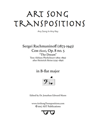 Book cover for RACHMANINOFF: Сон, Op. 8 no. 5 ("The Dream," transposed to B-flat major, bass clef)