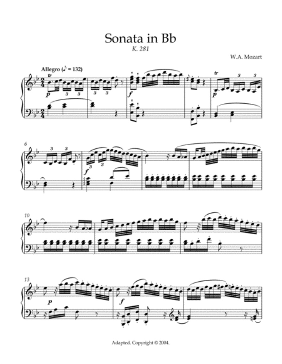 Sonata in Bb Major (K. 281) Piano Method scores gallery preview page 2