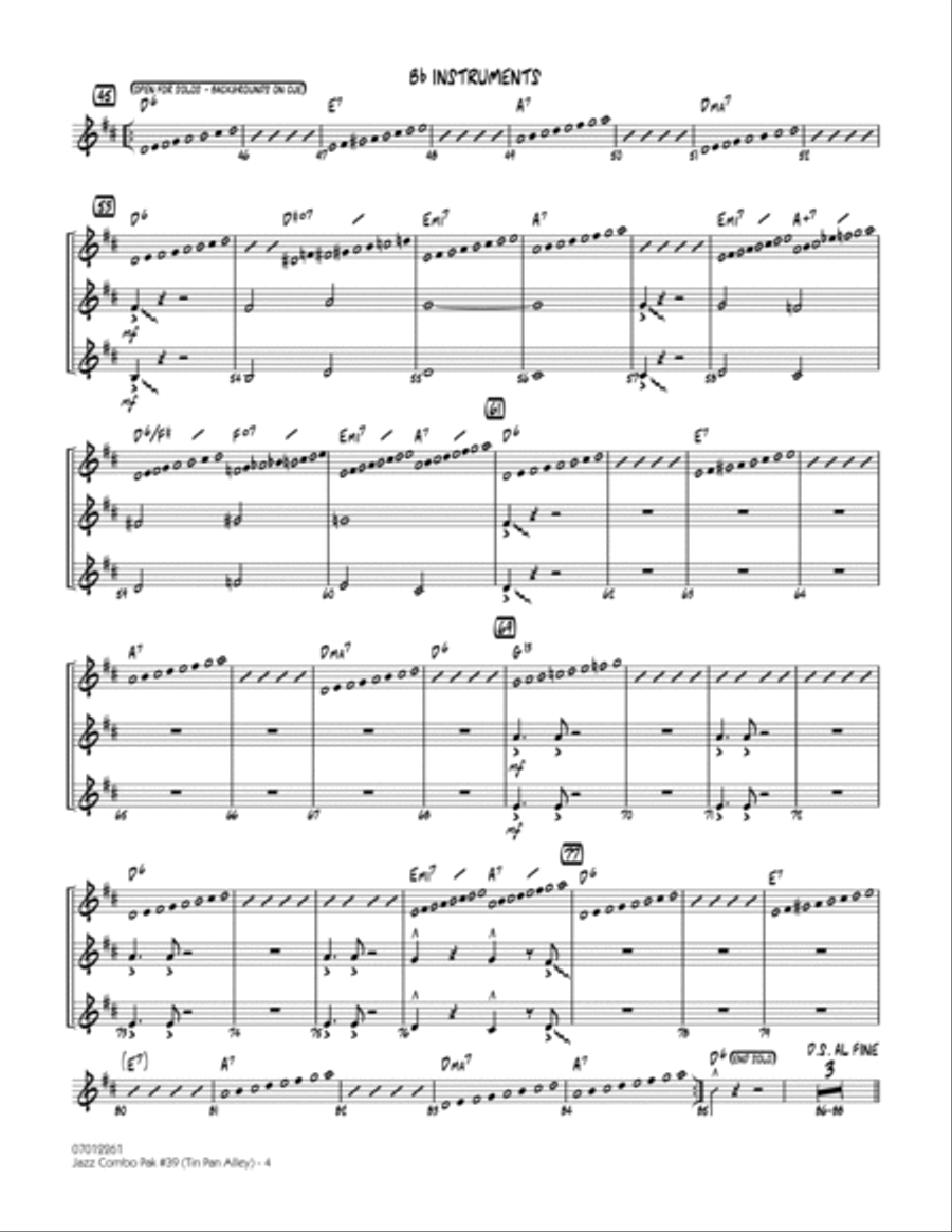 Jazz Combo Pak #39 (Tin Pan Alley) - Bb Instruments Jazz Ensemble scores gallery preview page 4