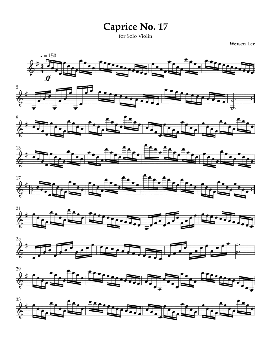 Violin Caprice 17 Violin Solo scores gallery preview page 1