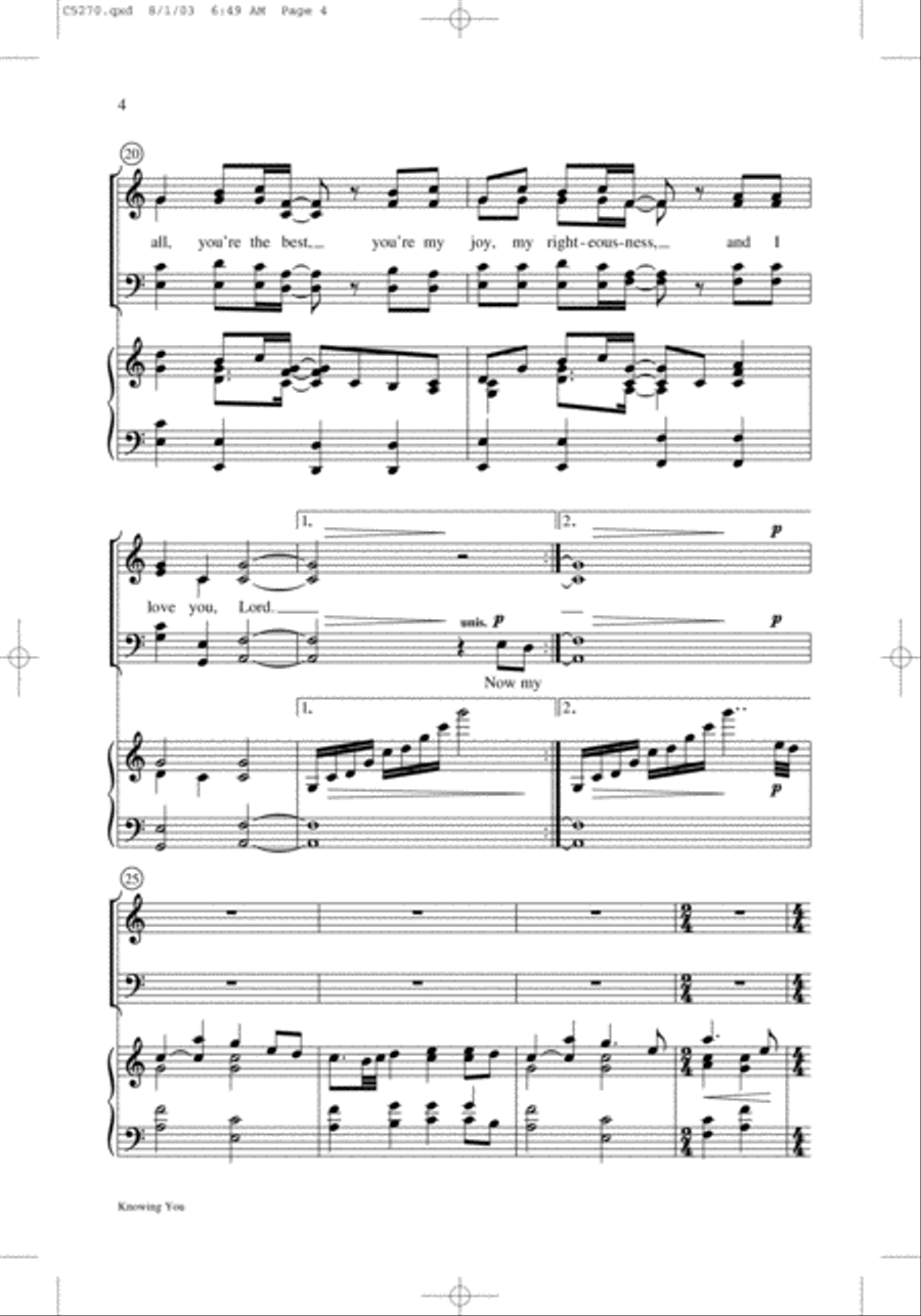 Knowing You Knowing You 4-Part scores gallery preview page 4