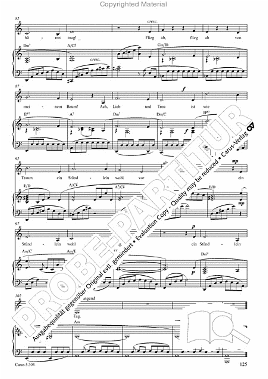 Schindler: Rosenzeit. Ein Liederzyklus uber die Liebe. Chansons fur Singstimme und Klavier Piano scores gallery preview page 126