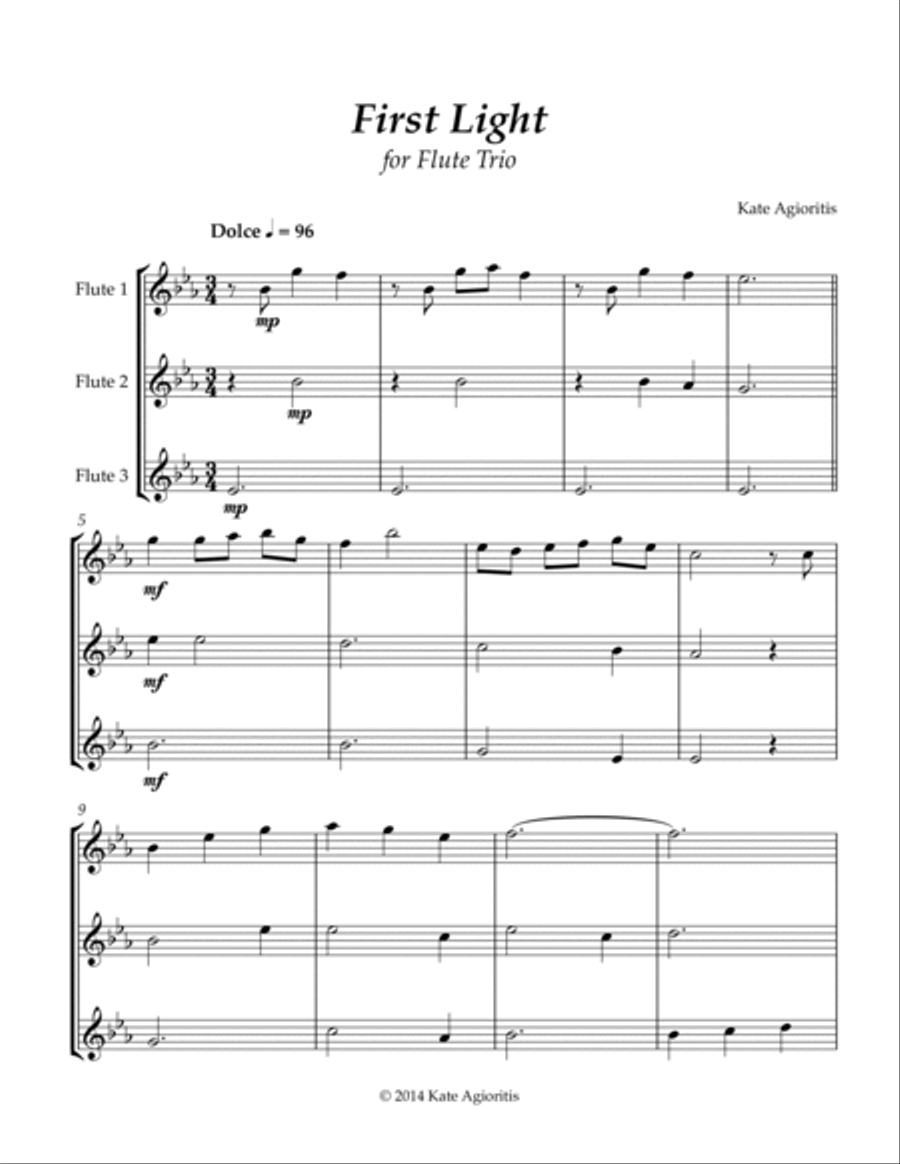 First Light - for Flute Trio Flute Trio scores gallery preview page 4