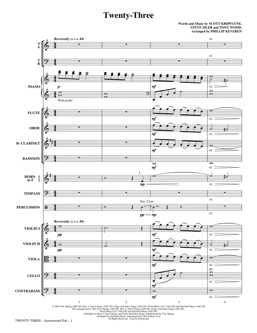 Twenty-Three (arr. Phillip Keveren) - Full Score Choir scores gallery preview page 1