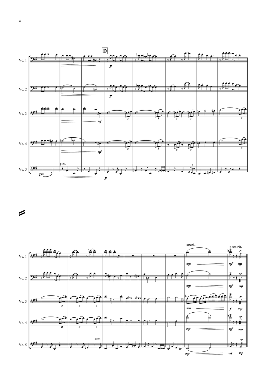 Moonlight Serenade for Cello Quintet (Jazz for 5 Strings Series) String Orchestra scores gallery preview page 4