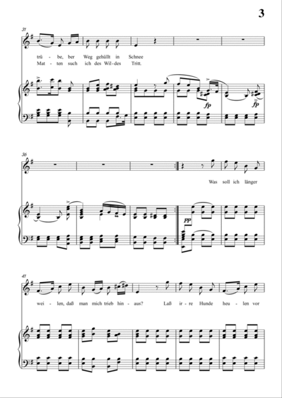 Schubert-Gute Nacht,from 'Winterreise',Op.89(D.911) No.1 in e minor,for Vocal and Piano Voice scores gallery preview page 4