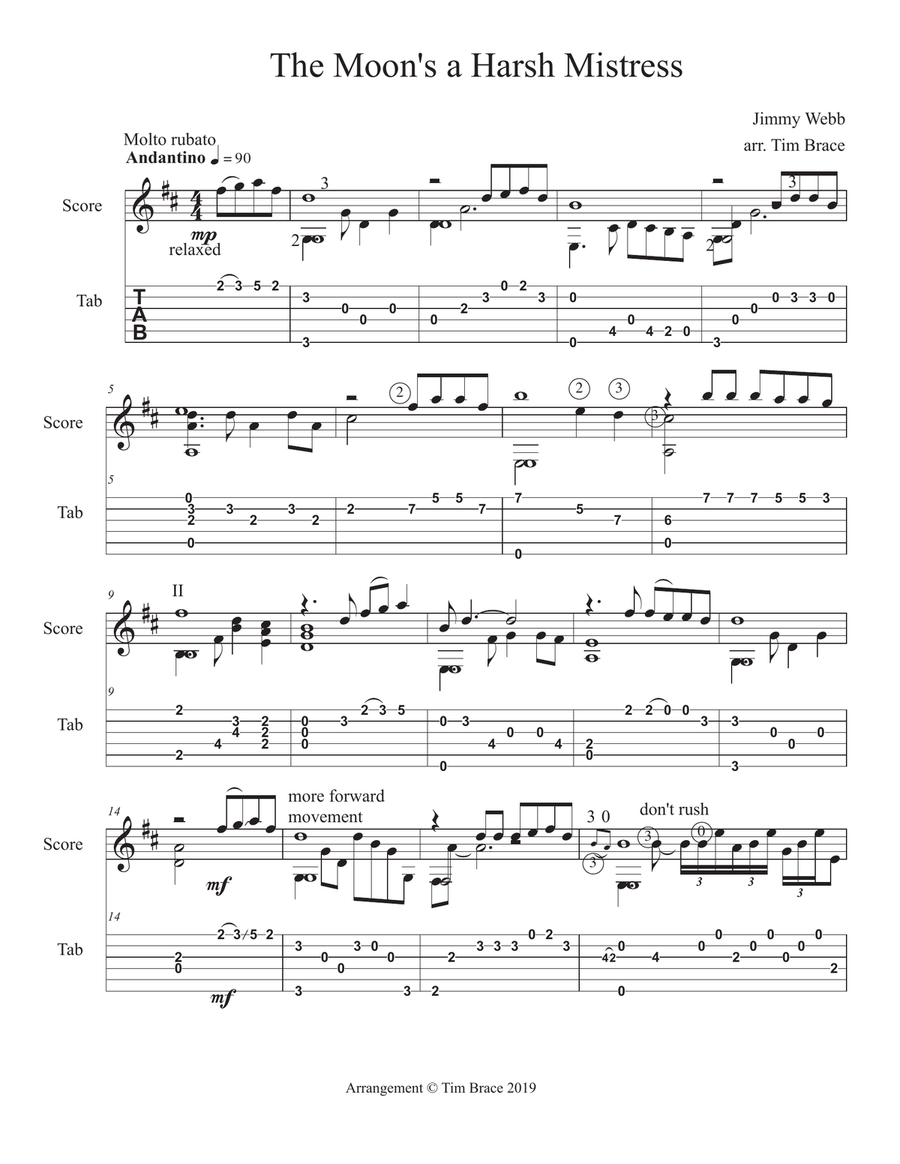 The Moon Is A Harsh Mistress Guitar Tablature scores gallery preview page 2