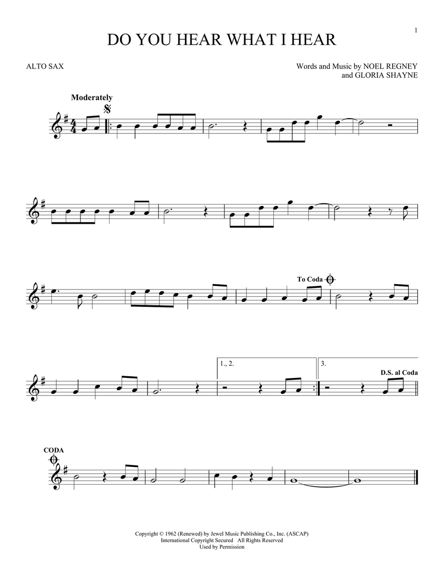 Do You Hear What I Hear Do You Hear What I Hear Alto Saxophone scores gallery preview page 1