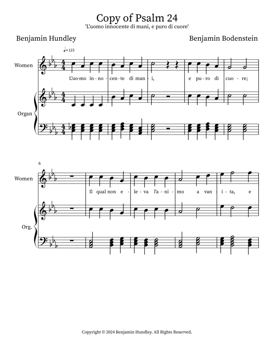 Copy of Psalm 24 2-Part scores gallery preview page 1
