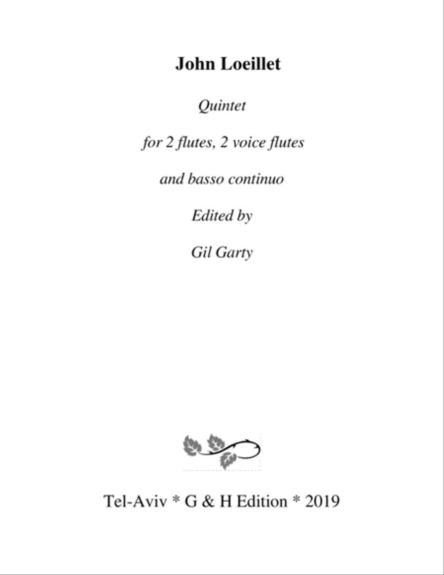 Quintet for 2 voice flutes, 2 flutes and basso continuo in B minor Small Ensemble scores gallery preview page 1
