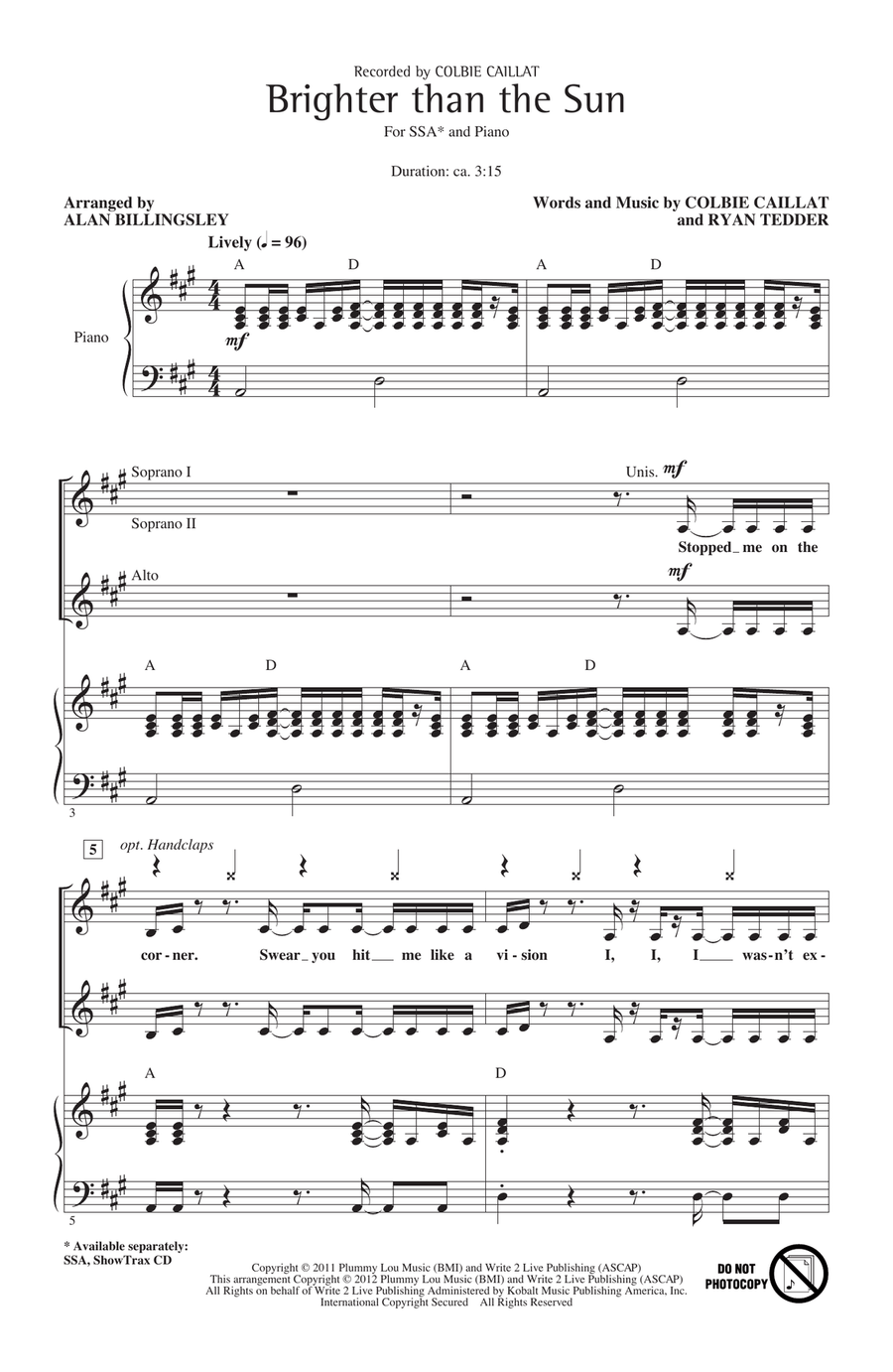Brighter Than The Sun (arr. Alan Billingsley)