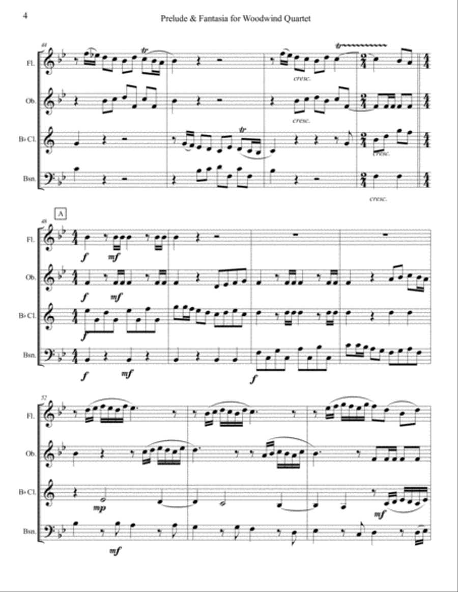 Prelude & Fantasia for Woodwind Quartet Woodwind Quartet scores gallery preview page 4