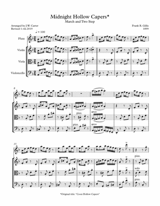 Midnight Hollow Capers (orig. Coon Hollow Capers), by Frank R. Gillis (1899), arranged for Flute & S