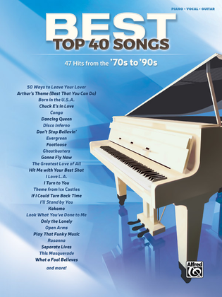 Book cover for Best Top 40 Songs, '70s to '90s