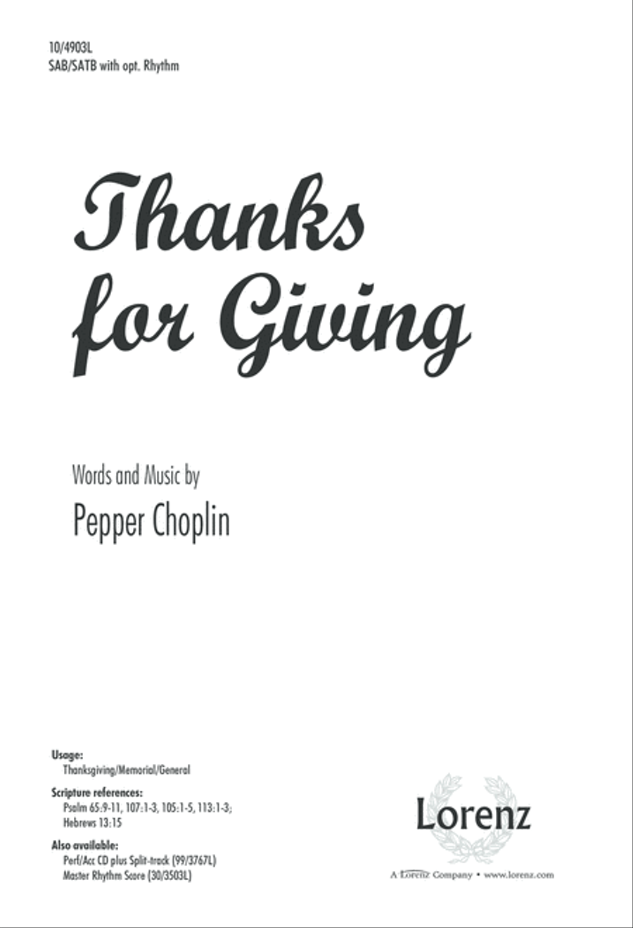 Thanks for Giving Thanks for Giving 4-Part scores gallery preview page 1