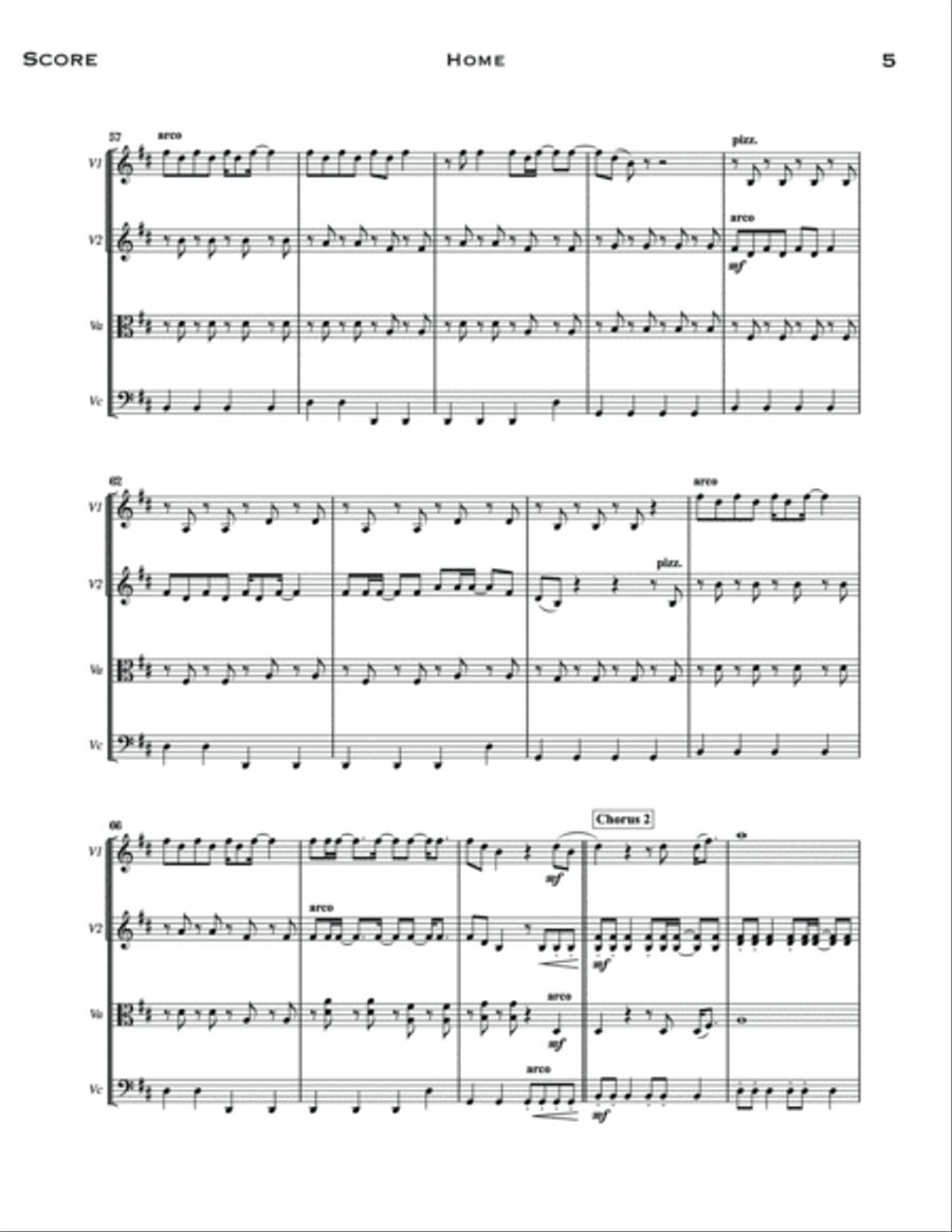 Home (arr. Mary Bichner) - Full Score String Quartet scores gallery preview page 5