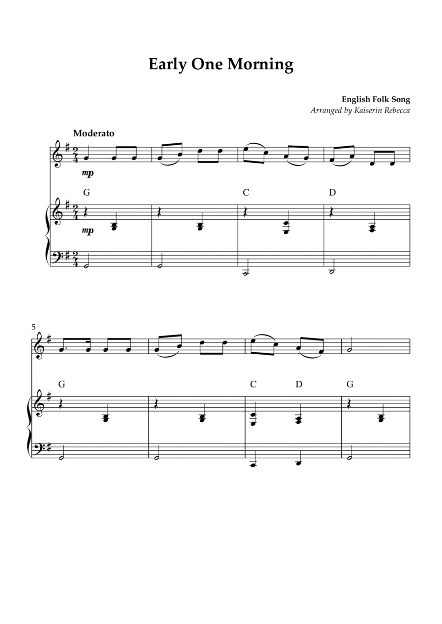 Early One Morning Piano scores gallery preview page 1
