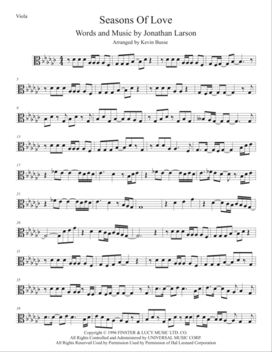 Seasons Of Love Viola Solo scores gallery preview page 1