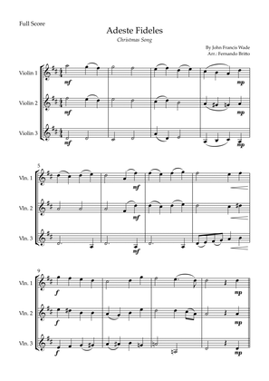 Adeste Fideles (Christmas Song) for Violin Trio