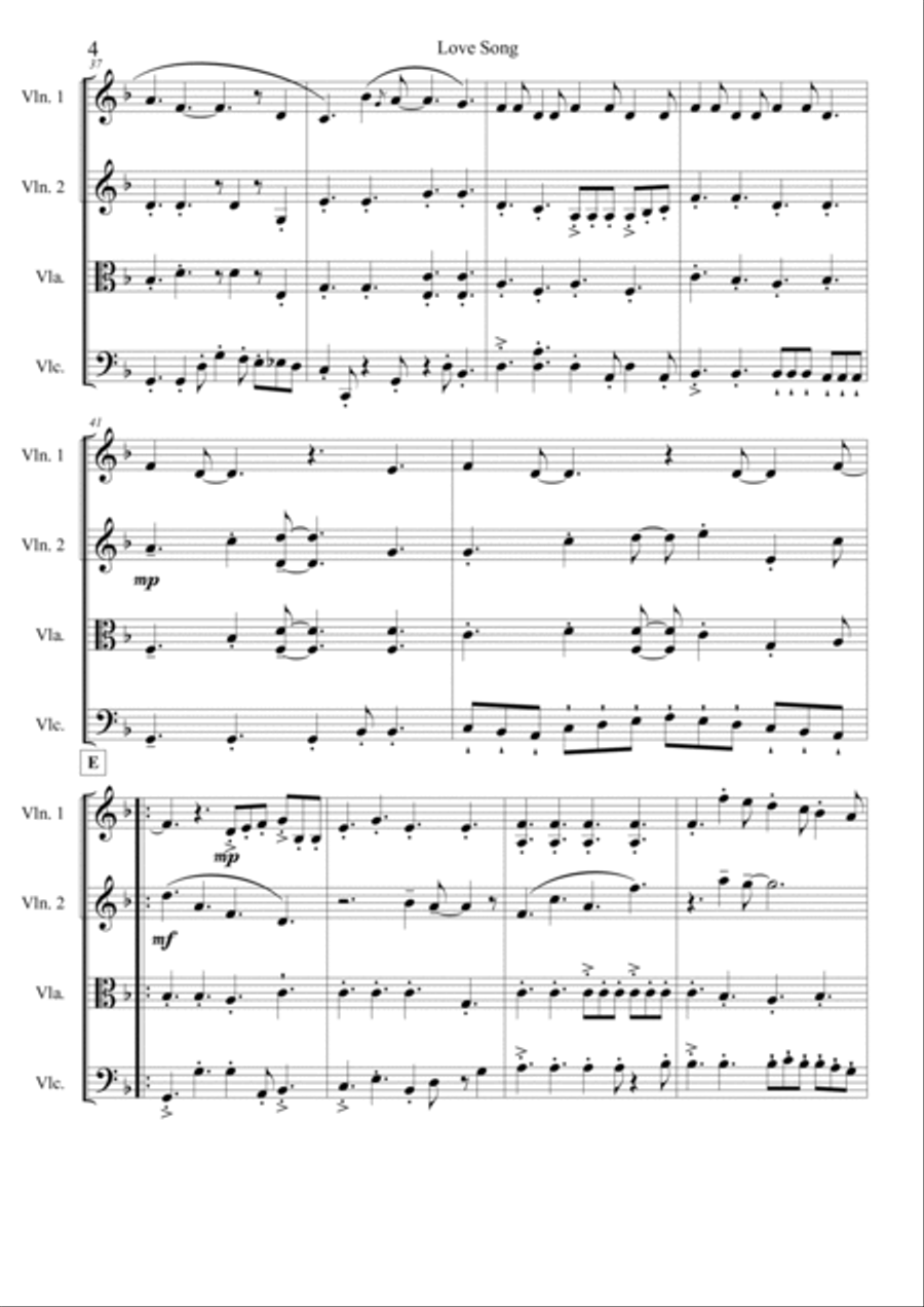Love Song String Quartet scores gallery preview page 5