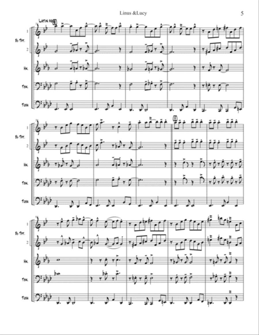 Linus And Lucy Brass Quintet scores gallery preview page 5