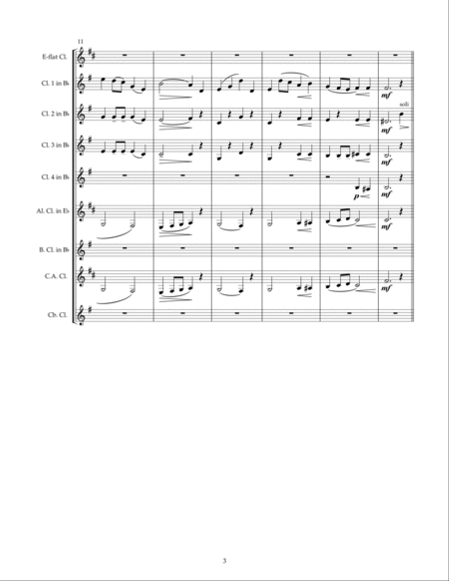 Sommarsang (Summer Song) for Clarinet Choir (Score) Clarinet Choir scores gallery preview page 3