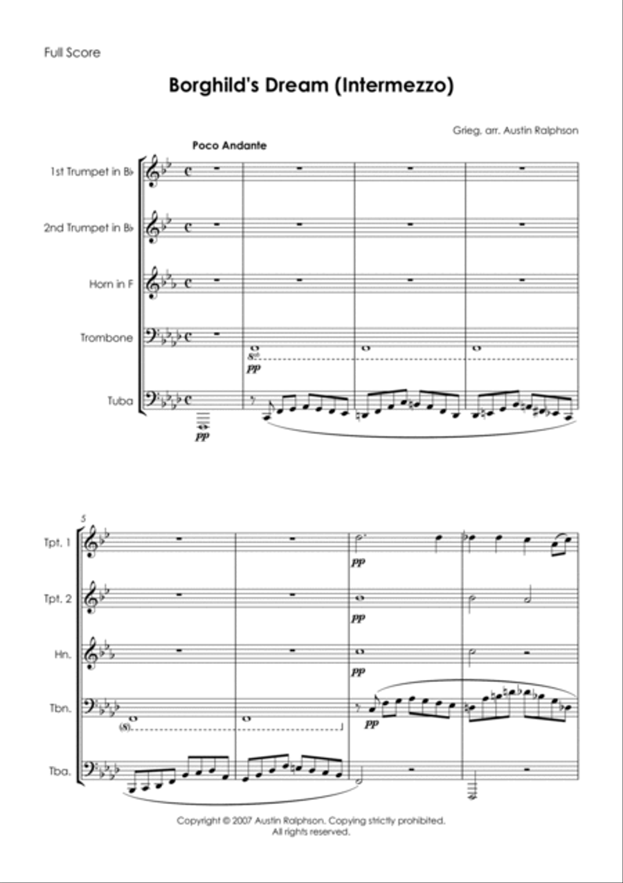 Borghild’s Dream - brass quintet Brass Quintet scores gallery preview page 3