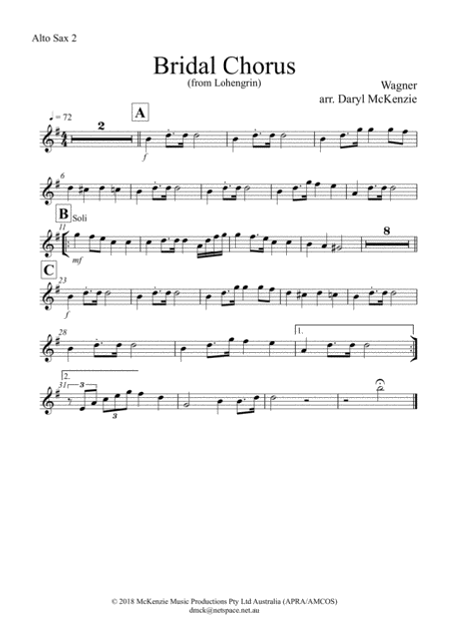 Bridal Chorus (from Lohengrin) for Big Band Saxophone scores gallery preview page 5