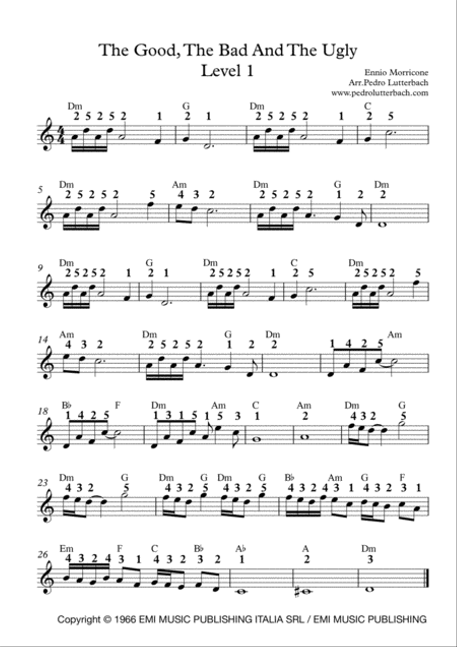 The Ecstasy Of Gold Easy Piano scores gallery preview page 1