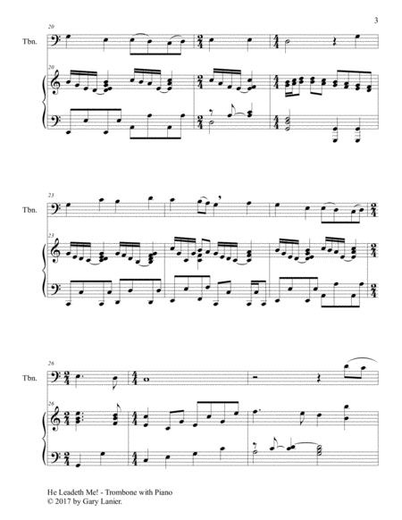 HE LEADETH ME (Duet – Trombone & Piano with Score/Part) image number null