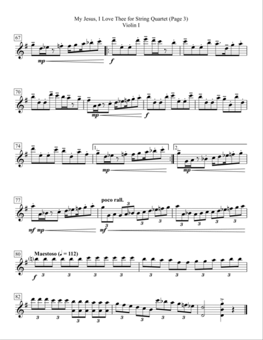 My Jesus, I Love Thee for String Quartet String Quartet scores gallery preview page 3