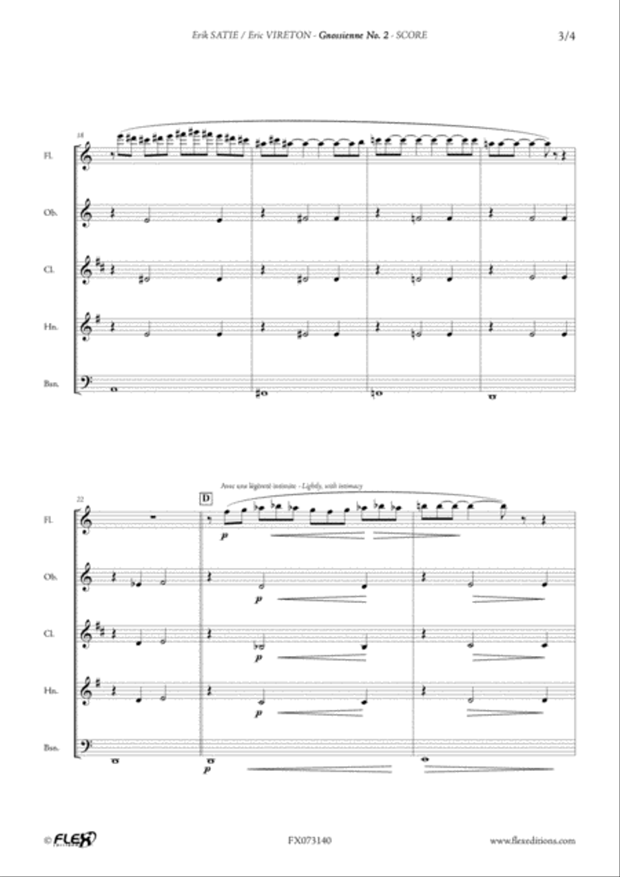 Gnossienne No. 2 Woodwind Quintet scores gallery preview page 4