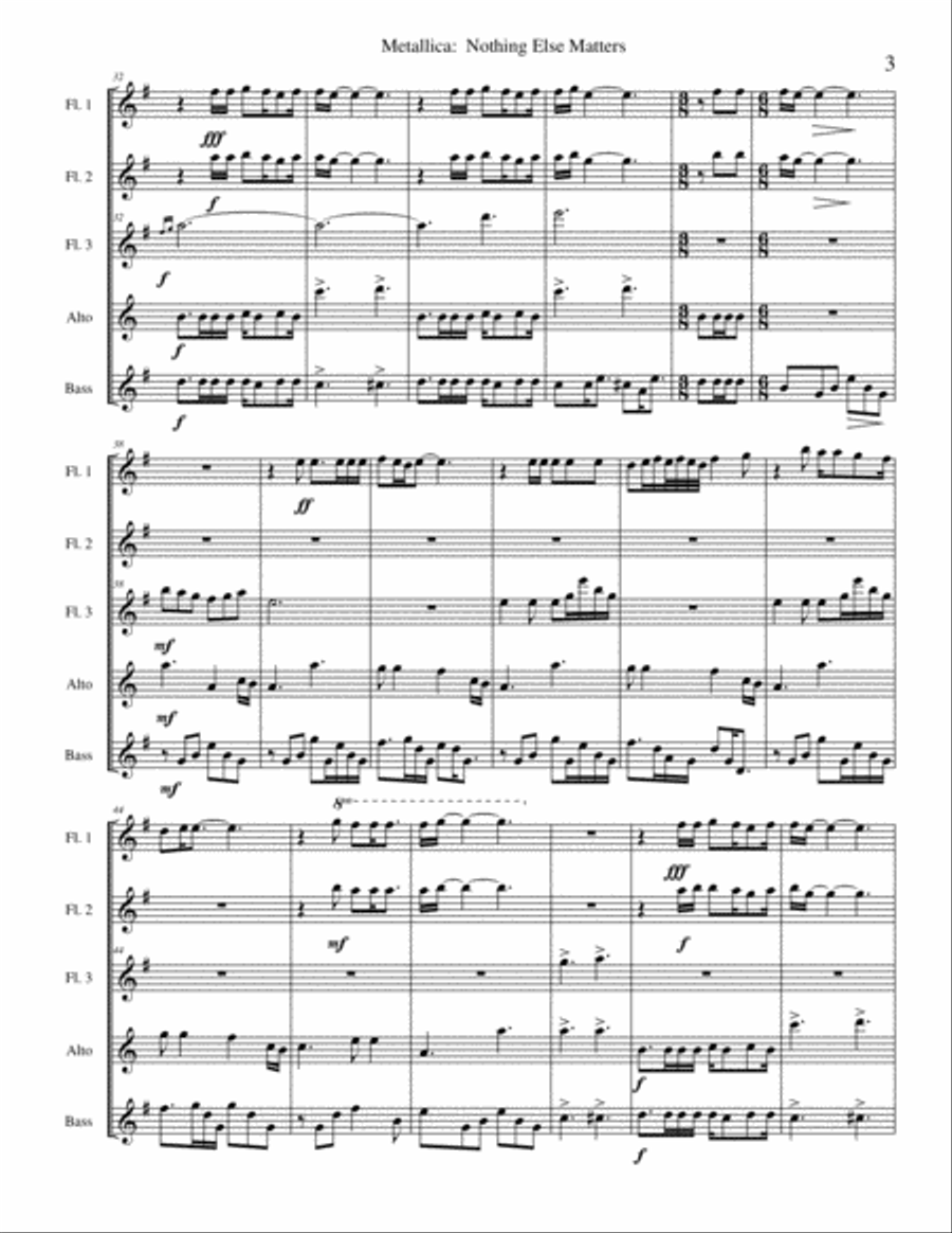 Nothing Else Matters Woodwind Ensemble scores gallery preview page 3