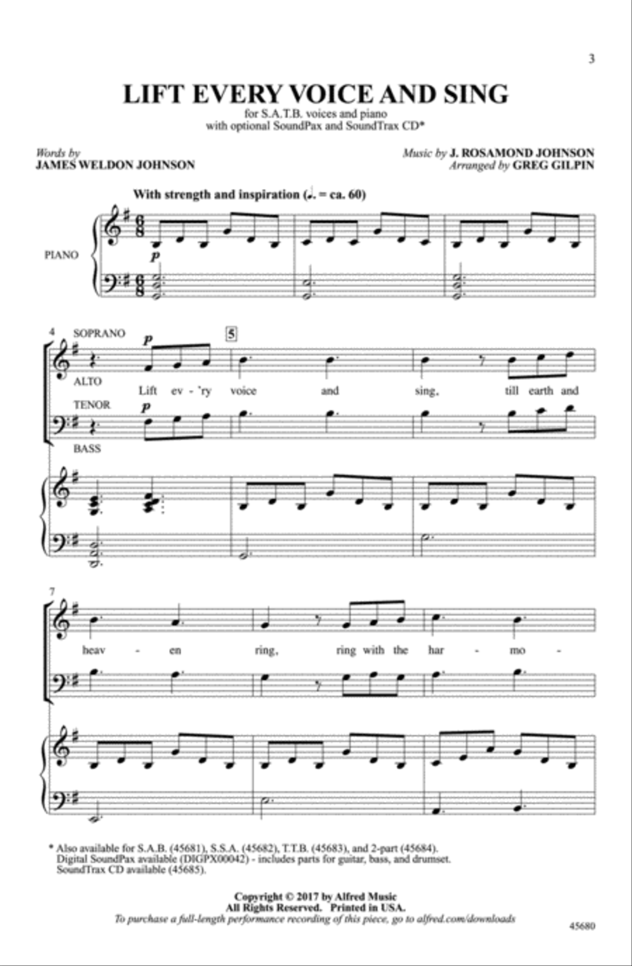 Lift Every Voice and Sing Choir scores gallery preview page 1