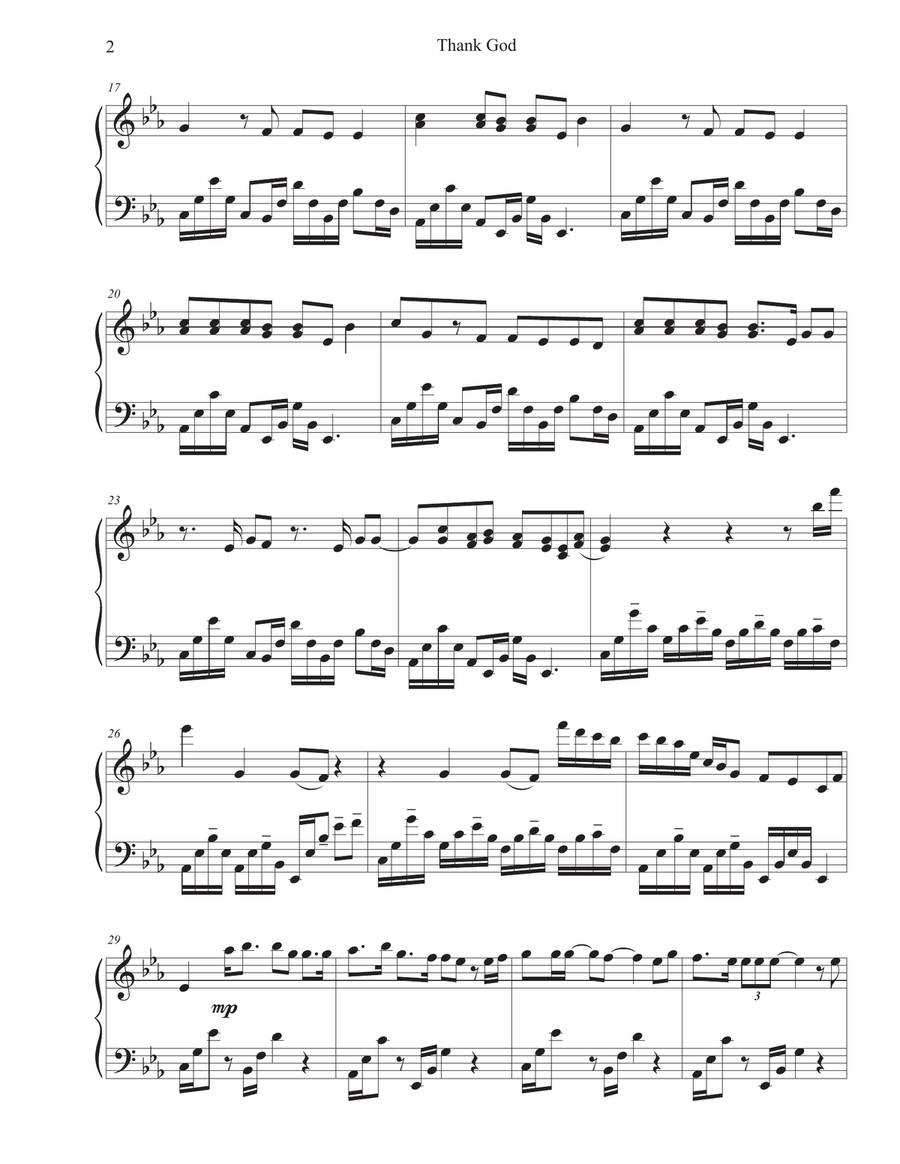 Thank God Piano Solo scores gallery preview page 2