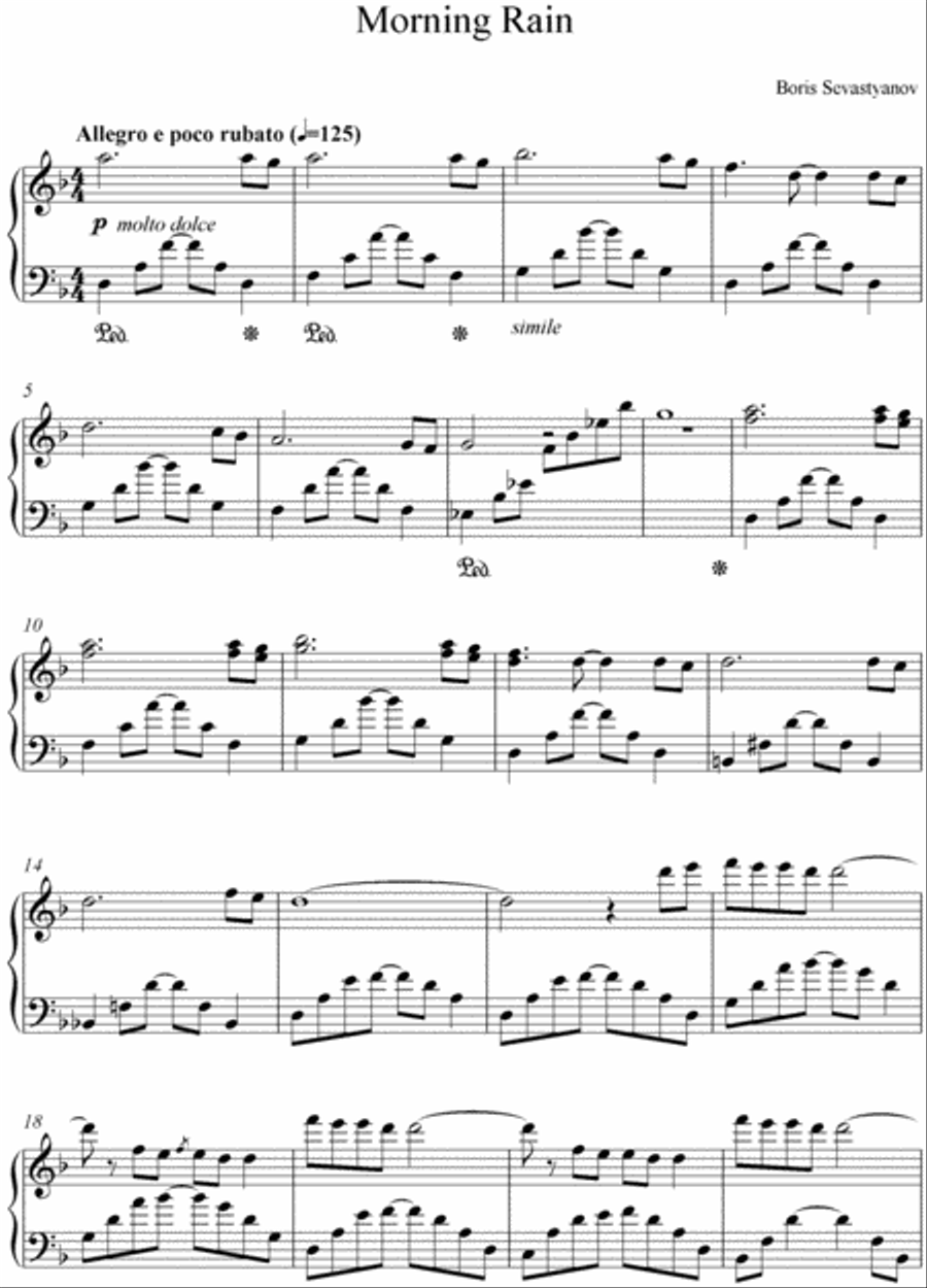 Morning Rain Morning Rain Piano Solo scores gallery preview page 1