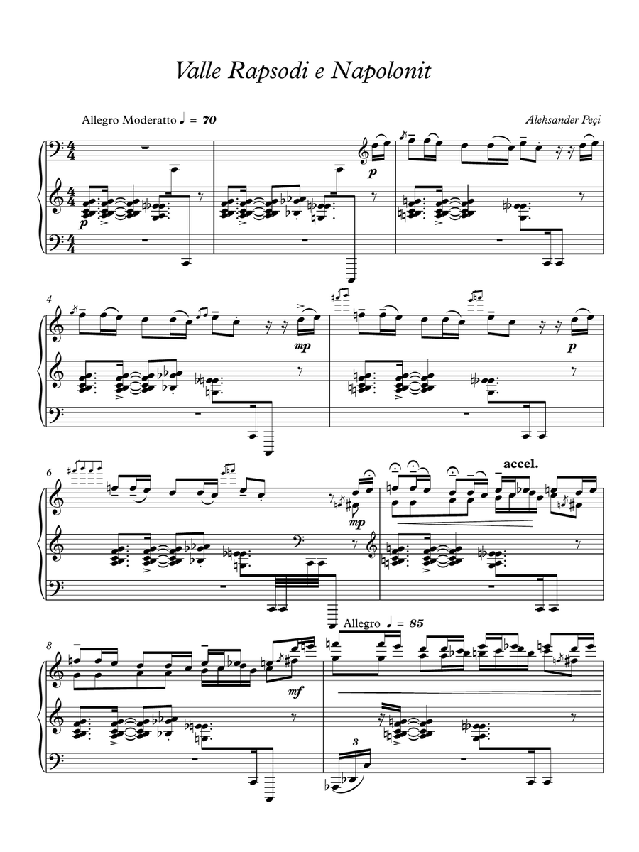 Valle Rhapsodi e Napolonit Piano Solo scores gallery preview page 1