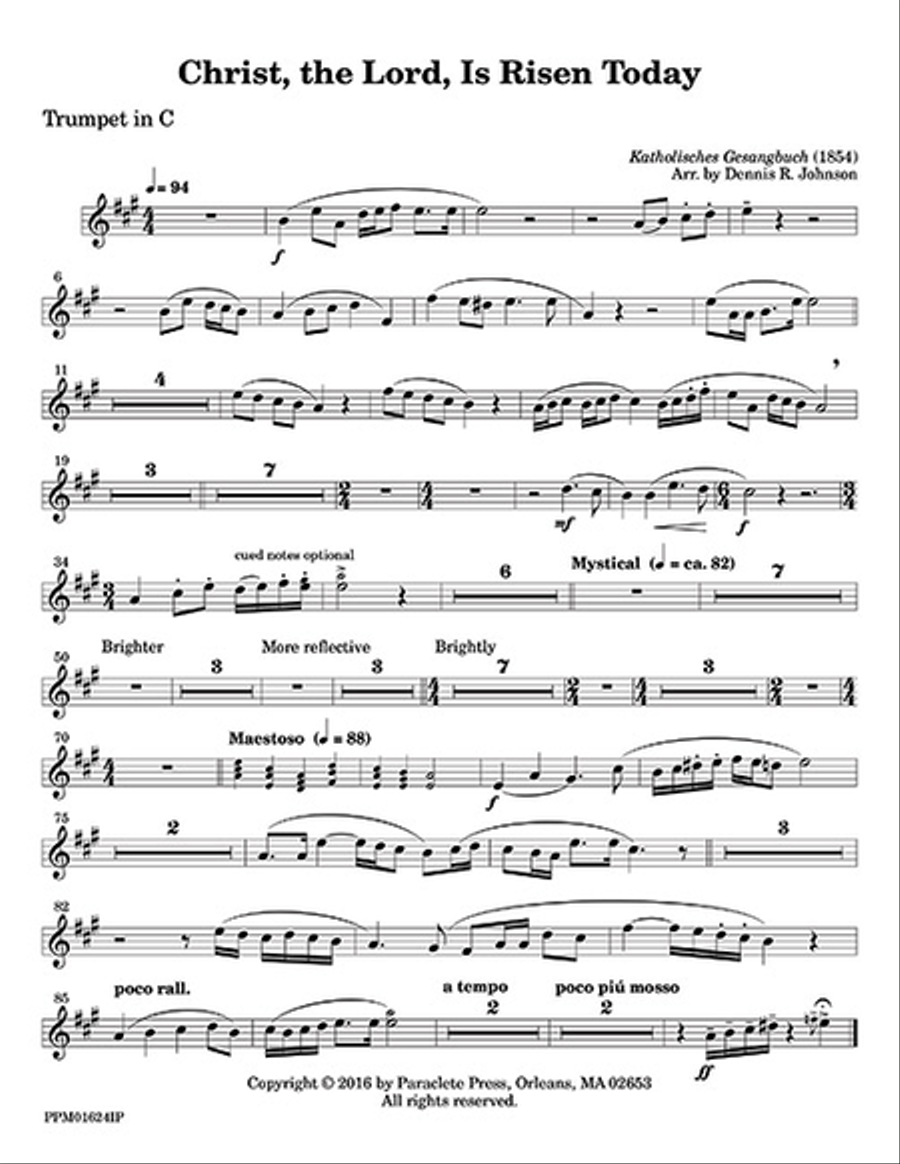 Christ, the Lord, Is Risen Today - Instrumental Parts 4-Part scores gallery preview page 1