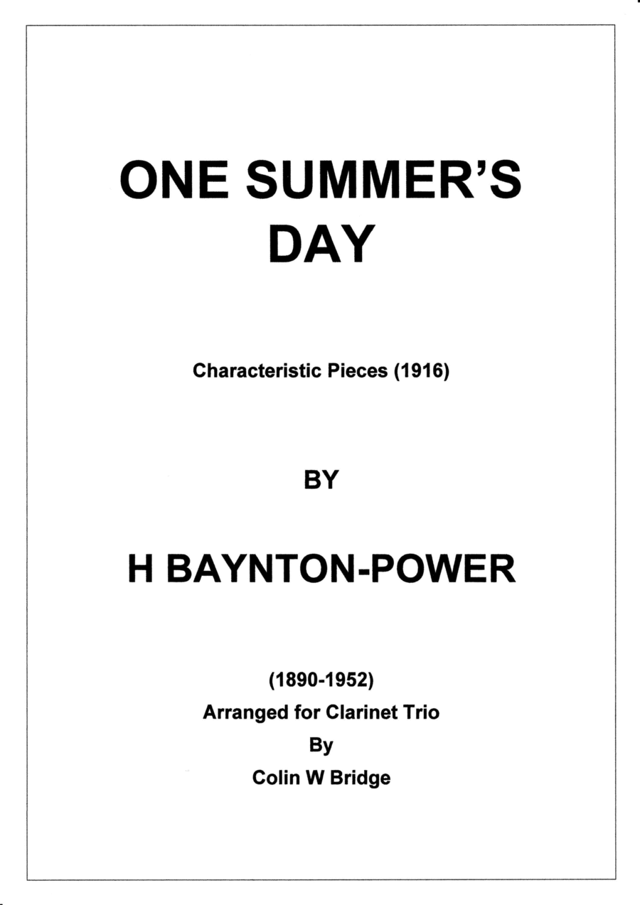 One Summer's Day (1916) by H Baynton-Power for Clarinet Trio (2 Bb & Bass) Clarinet Trio scores gallery preview page 1