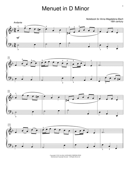 Menuet In D Minor, BWV App. 132