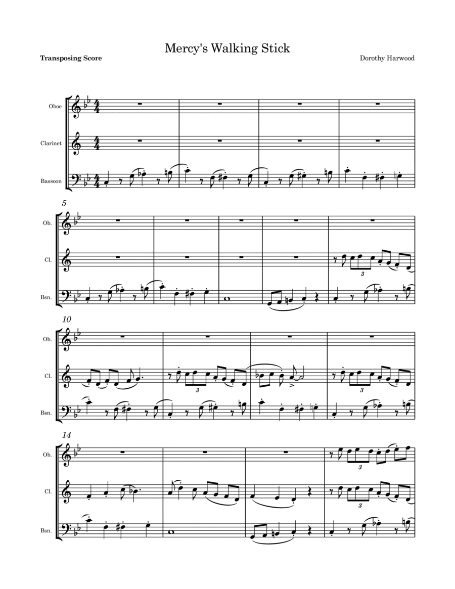 Mercy' Walking Stick Woodwind Trio scores gallery preview page 1
