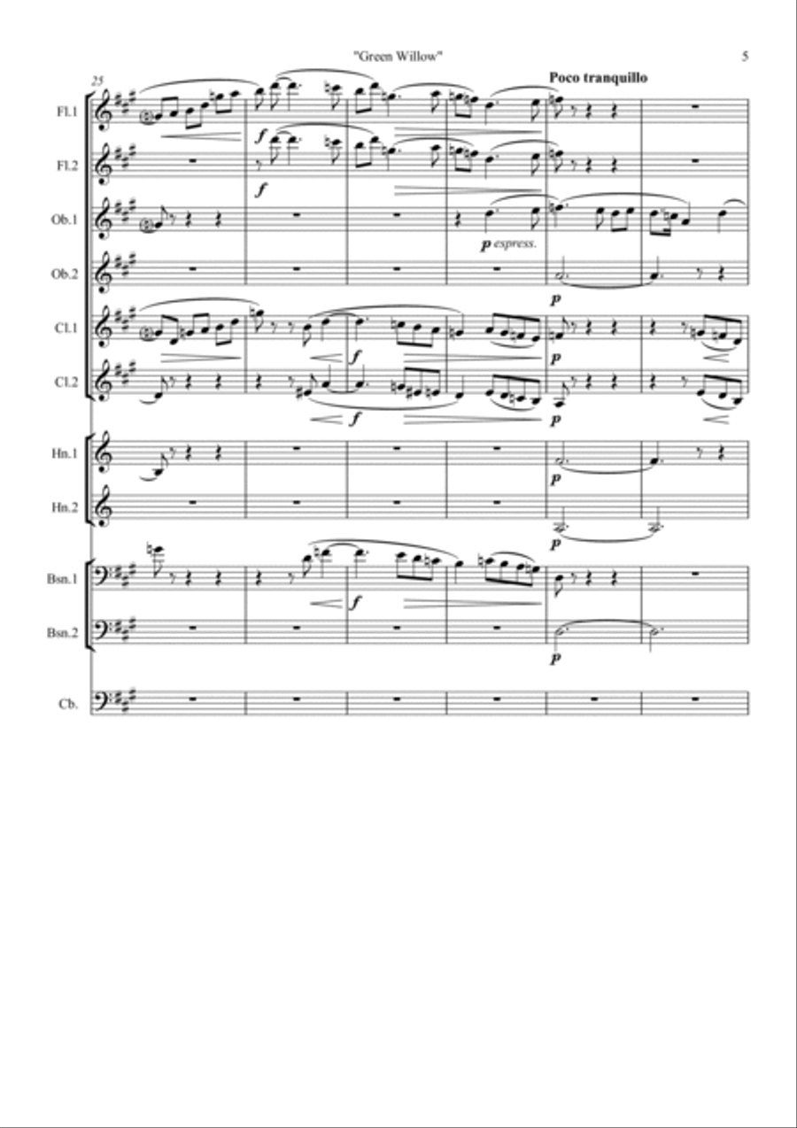 George Butterworth: Idyll: The Banks of Green Willow - symphonic wind/bass Sacred scores gallery preview page 5