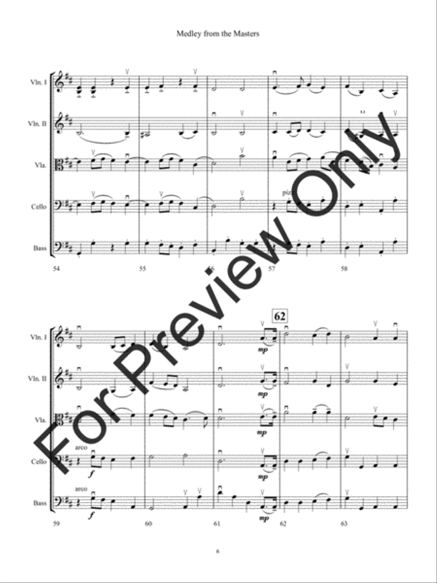Medley from the Masters (Score) String Orchestra scores gallery preview page 9
