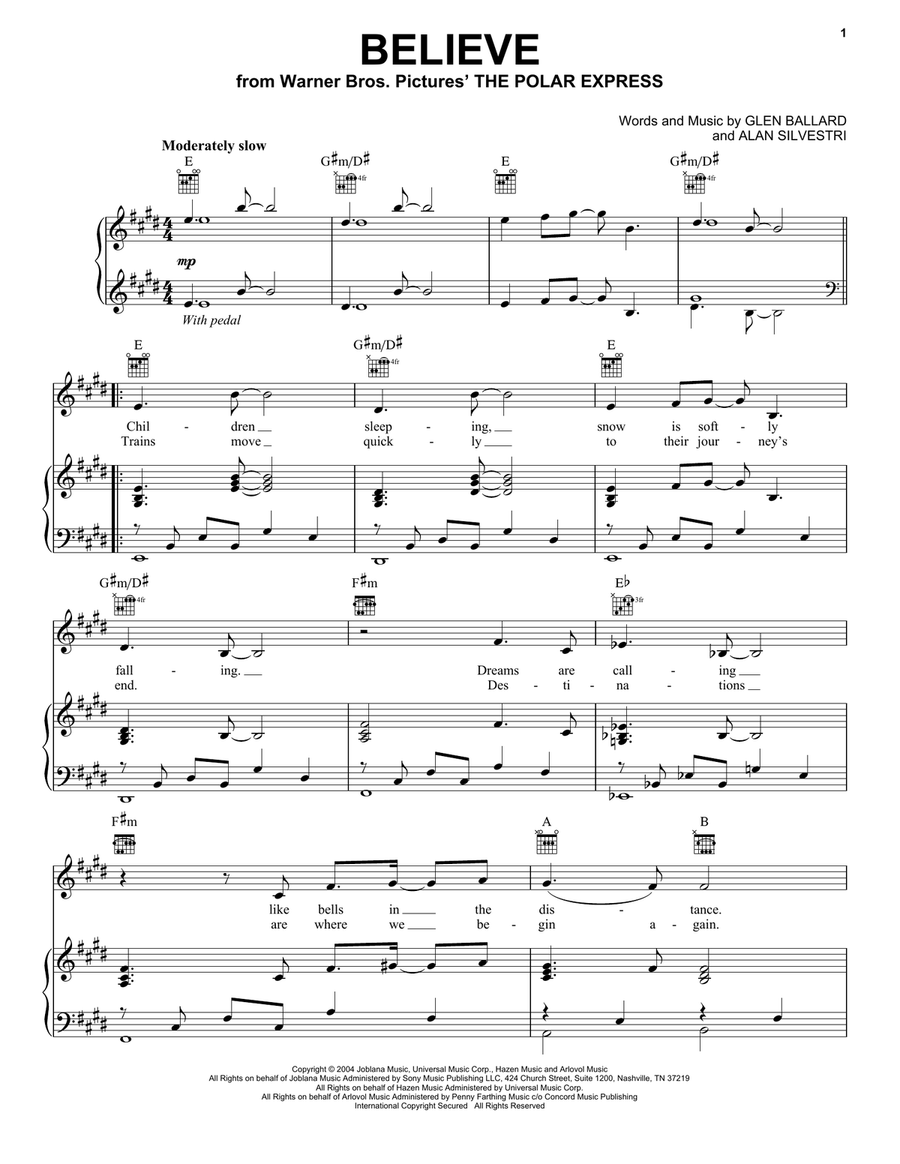 Believe (from The Polar Express) Acoustic Guitar scores gallery preview page 1