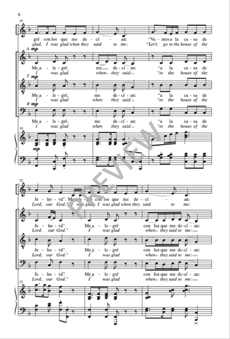 Me Alegré / I Was Glad 4-Part scores gallery preview page 7