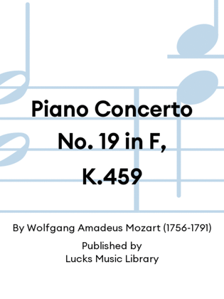 Book cover for Piano Concerto No. 19 in F, K.459