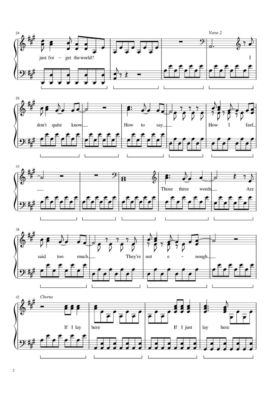 Chasing Cars Chasing Cars Easy Piano scores gallery preview page 2