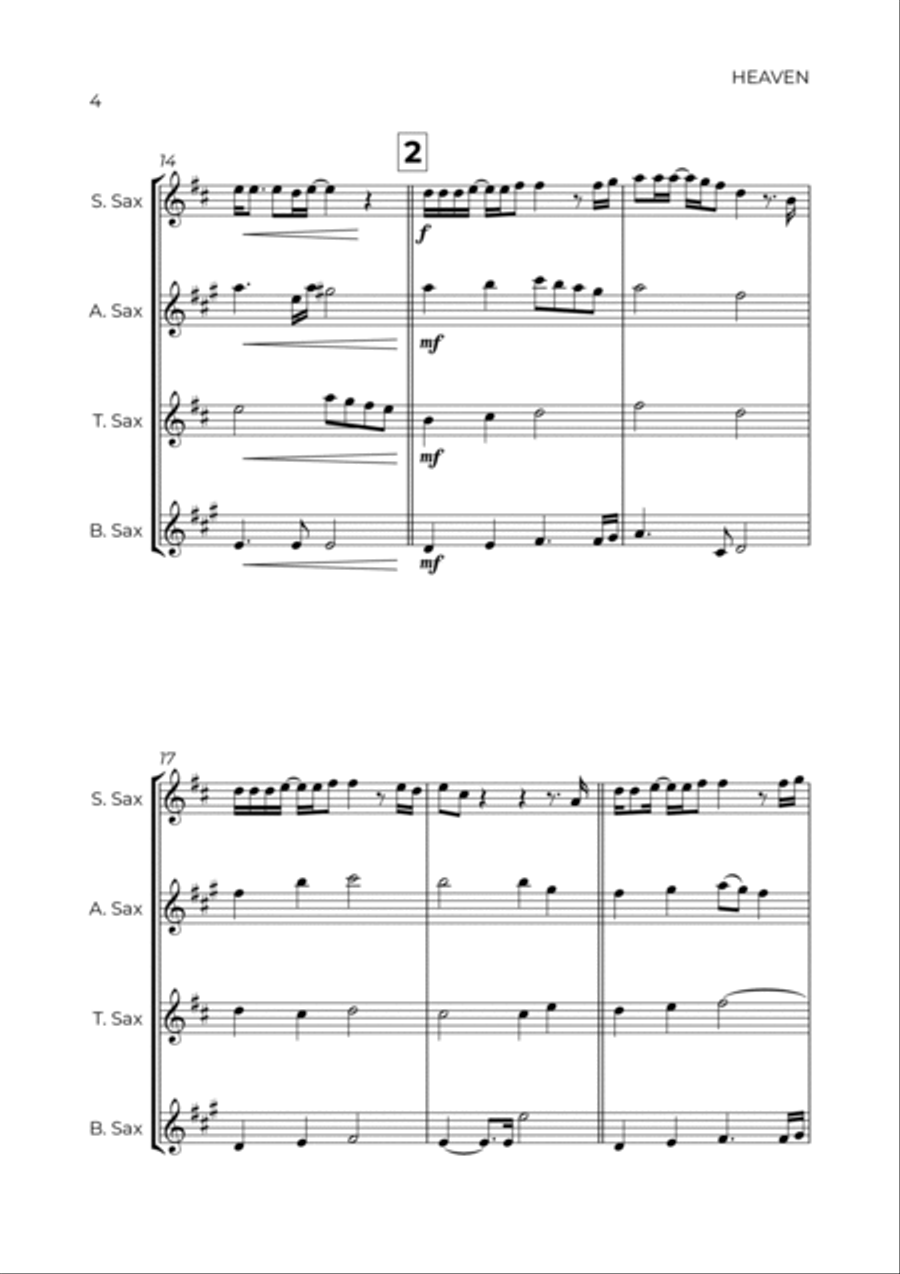 Heaven Saxophone Quartet scores gallery preview page 4