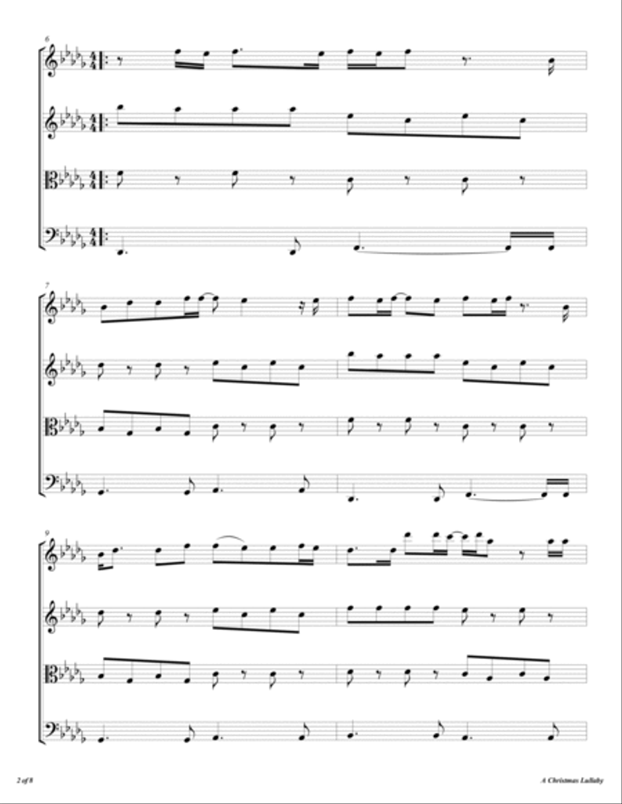 A Christmas Lullaby String Quartet scores gallery preview page 3